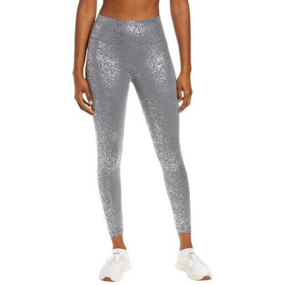 NWT Sweaty Betty Goddess 7/8 Workout Legging Gray Silver Foil Size Small NEW - Picture 1 of 14